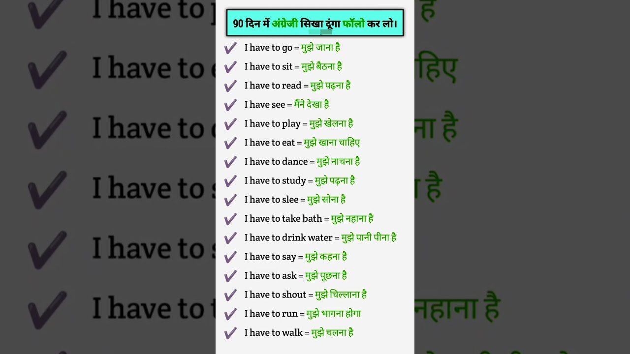Use Of I Have To With Different Sentences 
