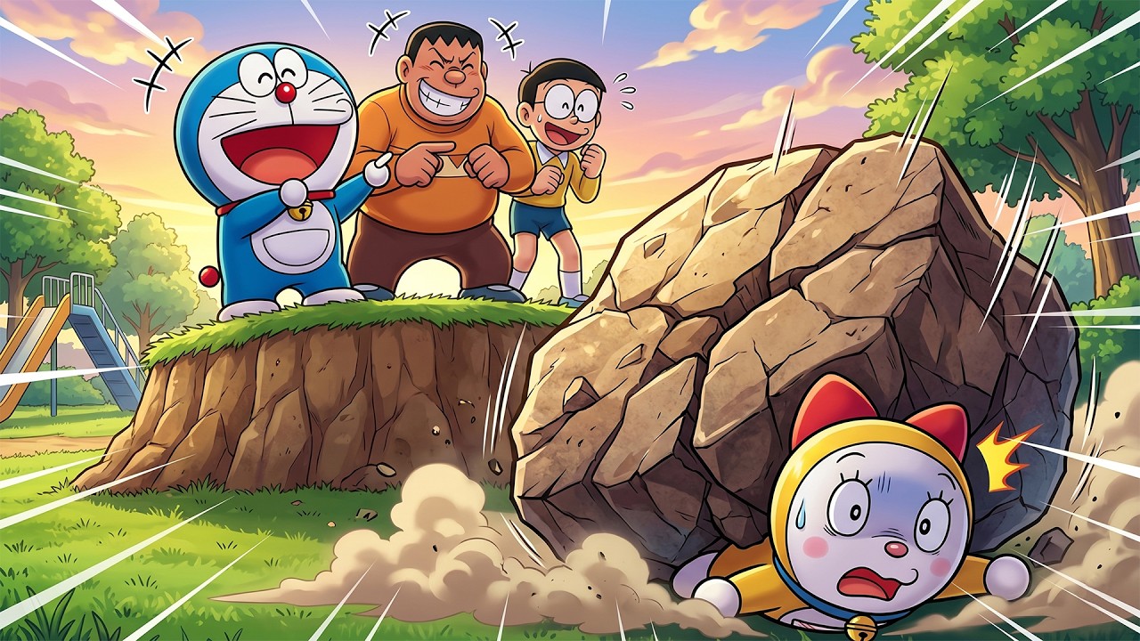 EVIL Doraemon & Nobita TRAP Dorami Under a HUGE ROCK! 😱 - YouTube