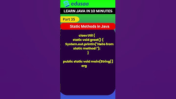 Static Methods in Java | Call Methods Without Objects | #edusaa | #shorts