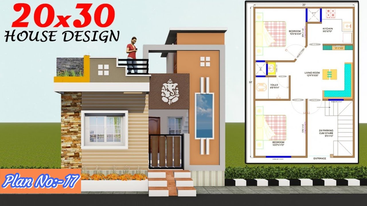 600 square feet house design 3d || 20x30 house design plan with 2 ...