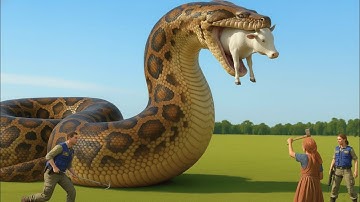 Brave Animal Rescue Team Rescues Poor Mother Cow From Giant Python