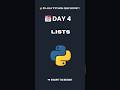 Day 4 Lists | Learn Skills With Ayush #learnskillswithayush #coding #python #skill