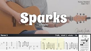 Sparks - Coldplay | Fingerstyle Guitar | TAB + Chords + Lyrics