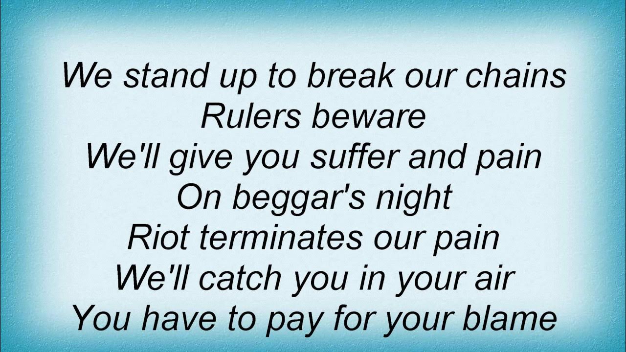 Running Wild - Beggars' Night Lyrics Running Wild - Beggars' Night Lyrics