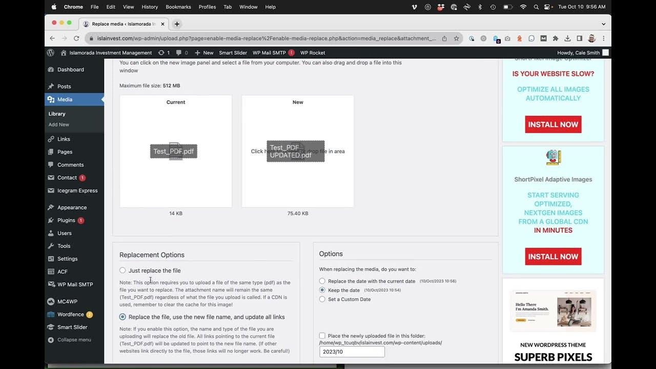 How to Replace a PDF on a WordPress website using the "Enable Media