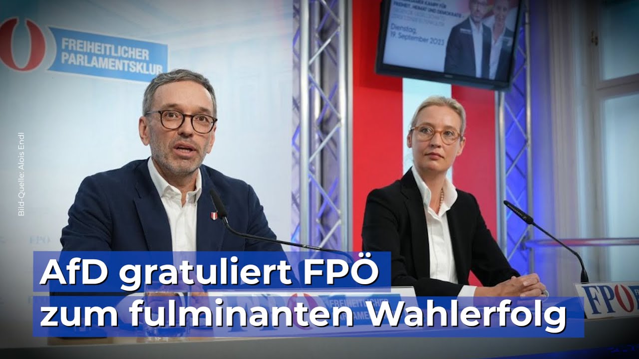 AfD gratuliert FPÖ zum fulminanten Wahlerfolg - YouTube