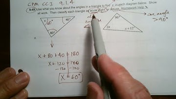 CPM CC3 Section 9.1.4 #9-49 (Triangle angle sum theorem)
