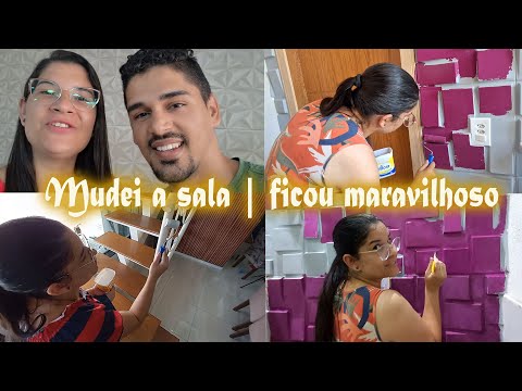 MUDANÇA NA SALA | TROQUEI A COR | REFORMEI A ESCADA  Léoegleici