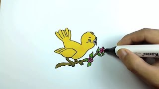 Draw bird for kids coloring page for drawing