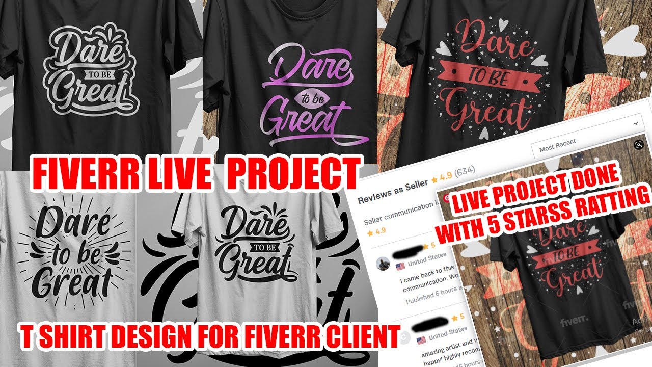 How to design az t shirt for Fiverr order and got 5 stars ratting