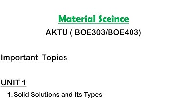Material Science 💥 (BOE303/BOE403) AKTU PaperOUT , Important Topics All units , Engineering