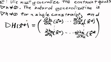 Constrained Optimization Lecture I Part 5: Several Equality Constraints