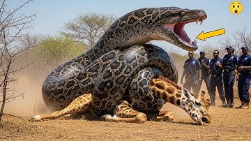 Brave Heroes RISK EVERYTHING to Save Giraffe From Giant Python Attack! #animals #wildlife #humanity