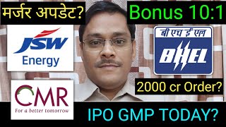 Jsw Energy Demerger Bhel Share Cmr Green Technologies Ipo Gmp Ge Power India Avi Polymers Bonus