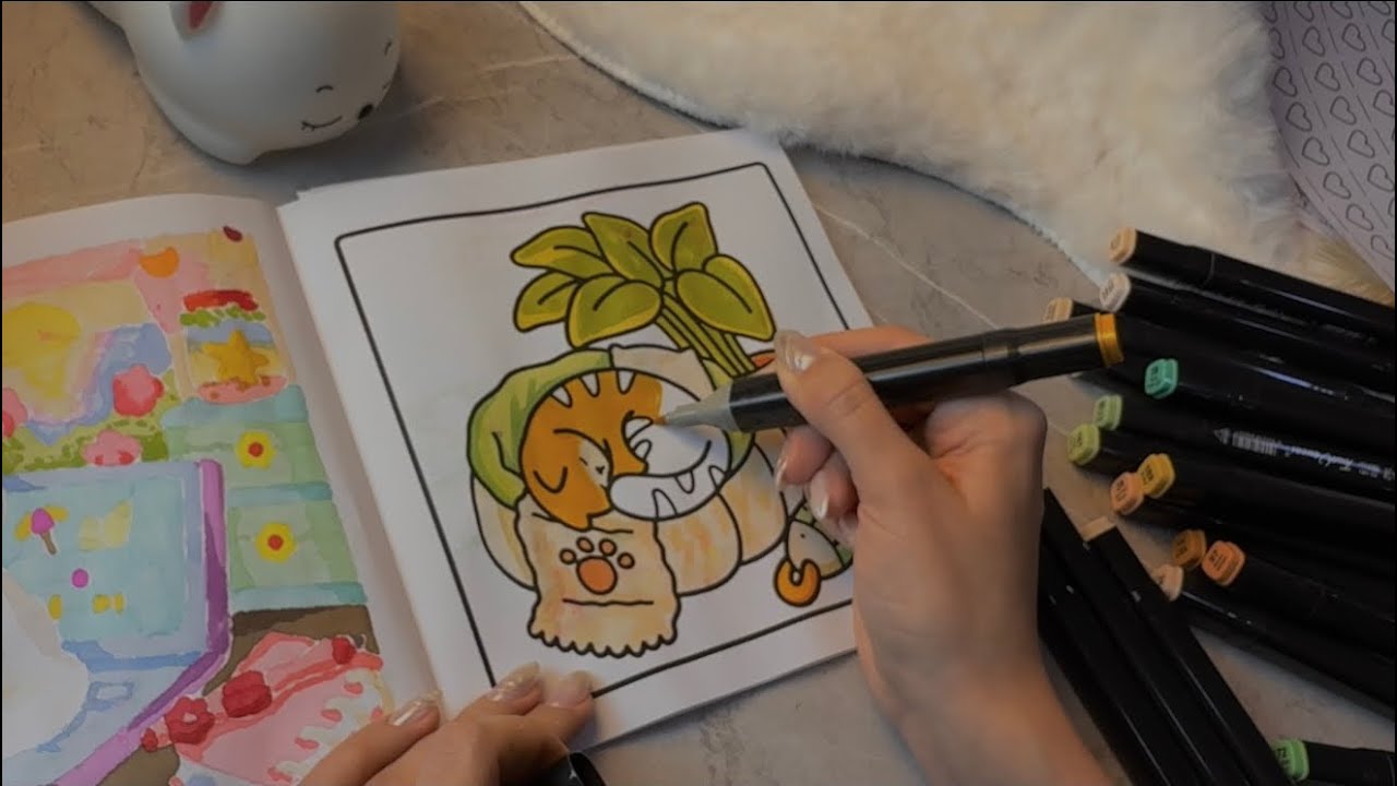 ASMR color with Me | The cat is sleeping | Cat Moments Coloring Book #ColoringBook #ASMR