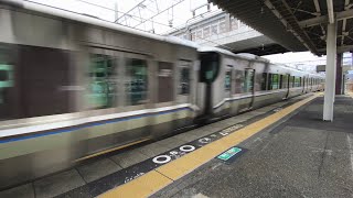 【オール225系新快速 Max130kmの高速通過】膳所駅 225系 新快速 高速通過