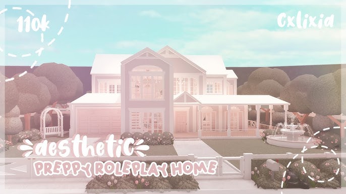 2 story aesthetic bloxburg house build thing ahhhh☁️✨ i have been playing  too much splatoon to be able to think of a creative name for this…