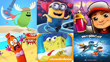 Dumb Ways to Dash VS Despicable Me Minion Rush run sausage run Subway Surfers spongebob  on the run