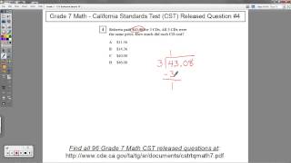 Grade 7 Math CST Released Question 4 Price Per Item