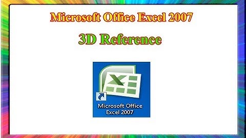 Excel 2007: how to use 3D references in excel