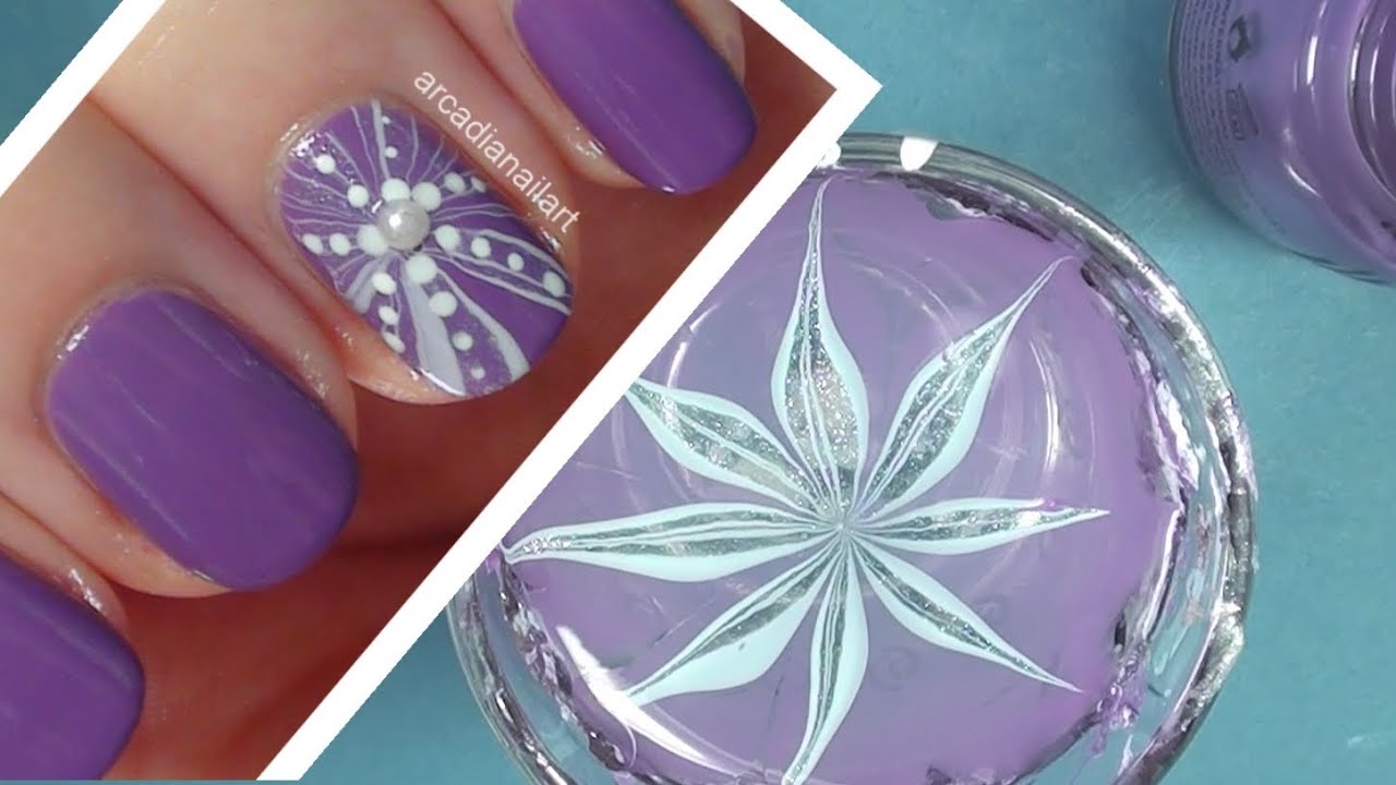 Purple Flower Water Marble on Short Nails | ArcadiaNailArt - YouTube
