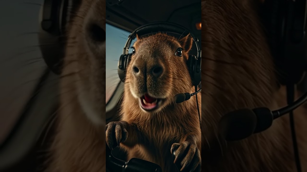 Капитан Капибара справляется с турбулентностью как профессионал ✈️⚡ 