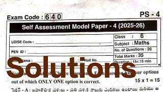 6th class Maths🔑 Self Assessment -4(FA-4) Real Key Solutions 2025-26 | Self Assessment Model Paper 4 Profile