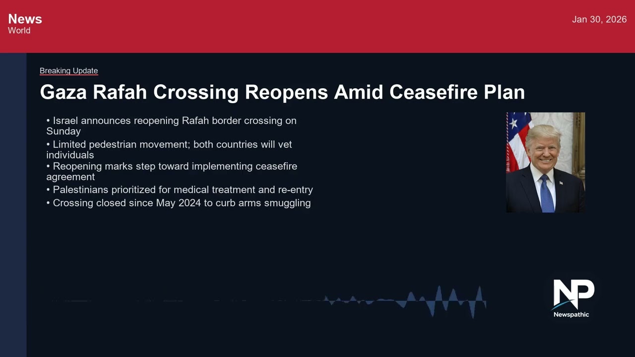 Israel Reopens Gaza-Egypt Border Crossing After Two-Year Closure (Jan 30, 2026)