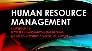 HUMAN RESOURCE MANAGEMENT & TRAINING (IMS module: 1; part-6)