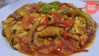 Resep Dadar Telur Saus Tomat Pedas , Berasa Makan di Restoran....
