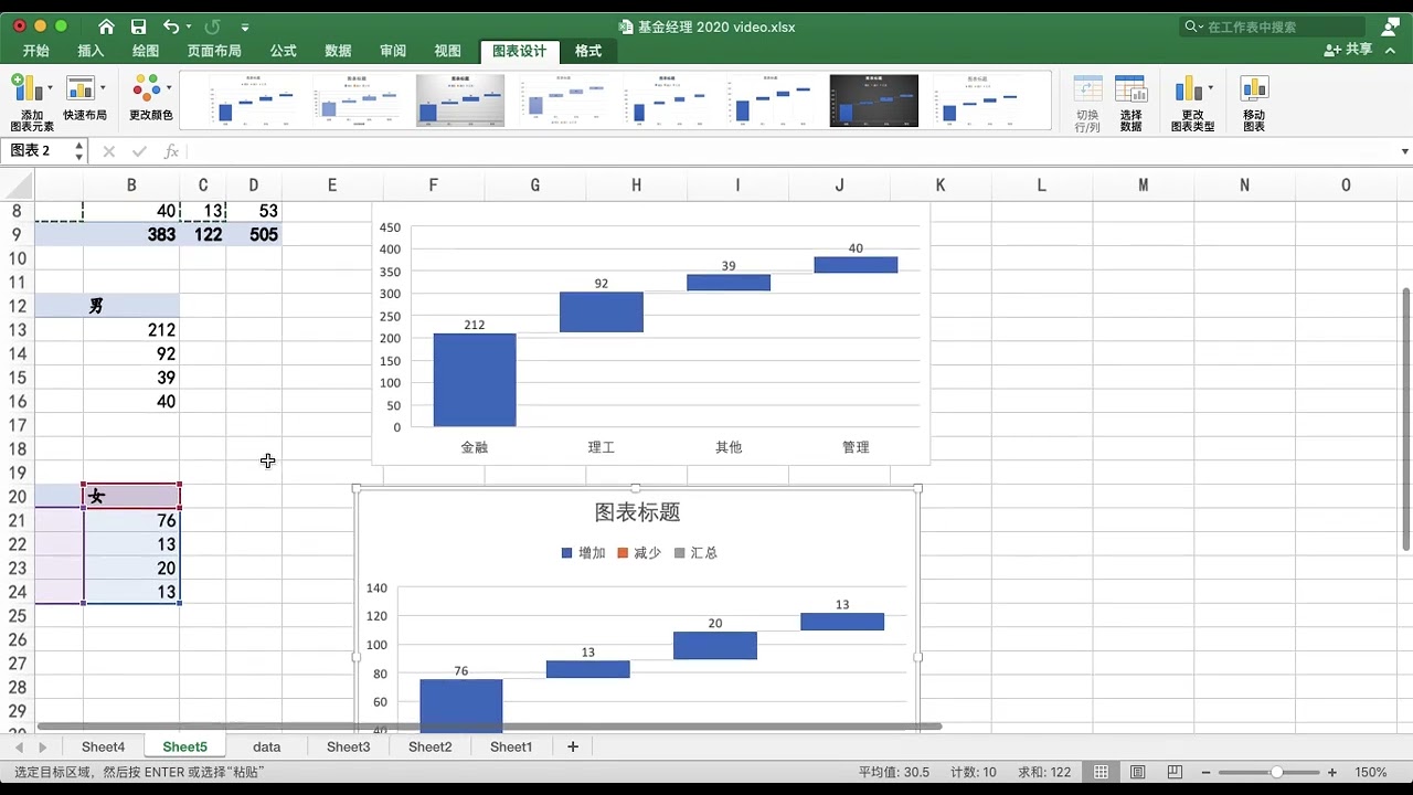 Excel 瀑布图- YouTube