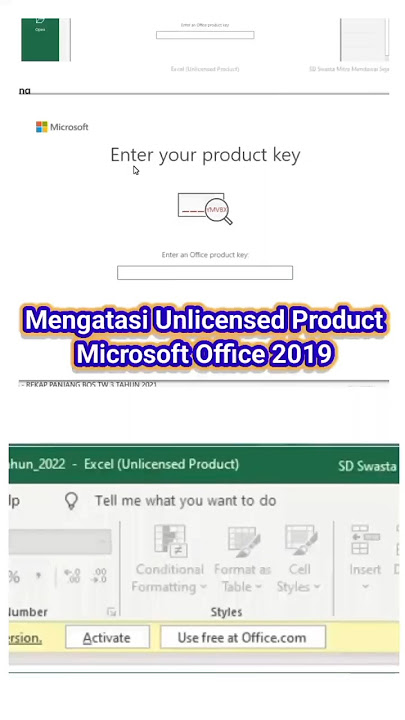 Mengatasi Unlicensed Product & Enter Your Product Key di Microsoft Office 2019 #belajarexcel #excel