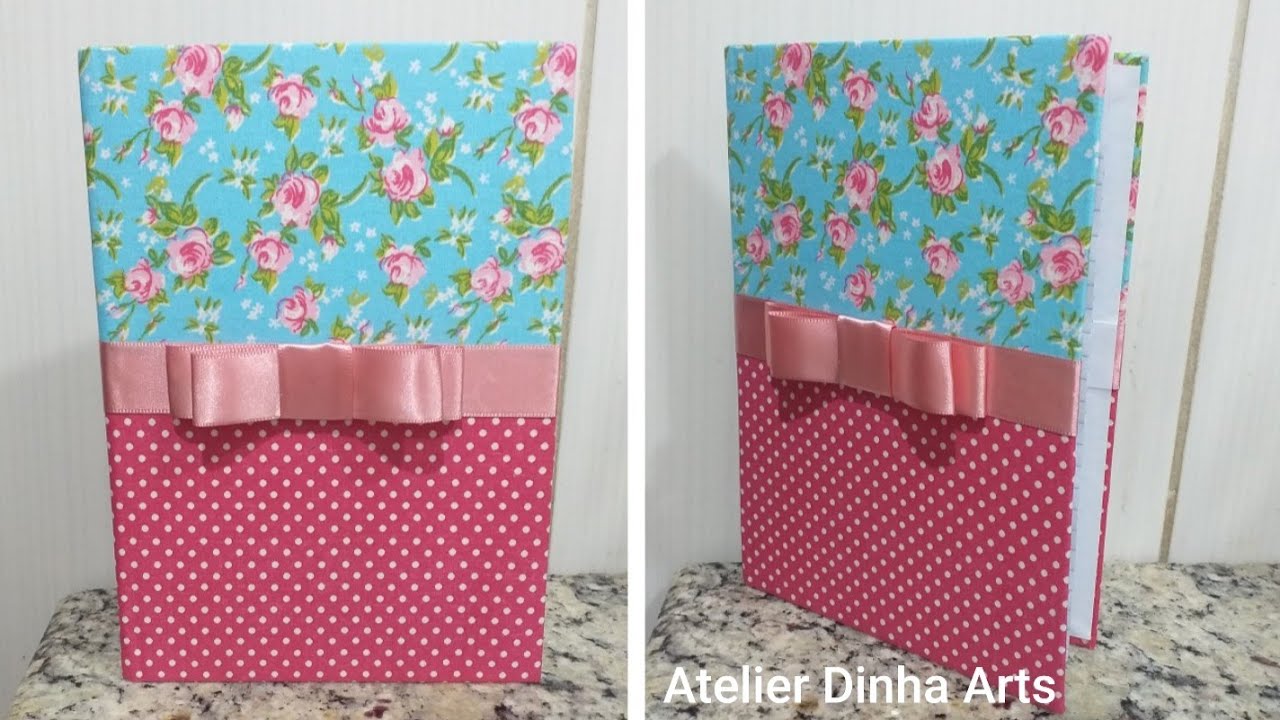 Caderno decorado com tecido 😍