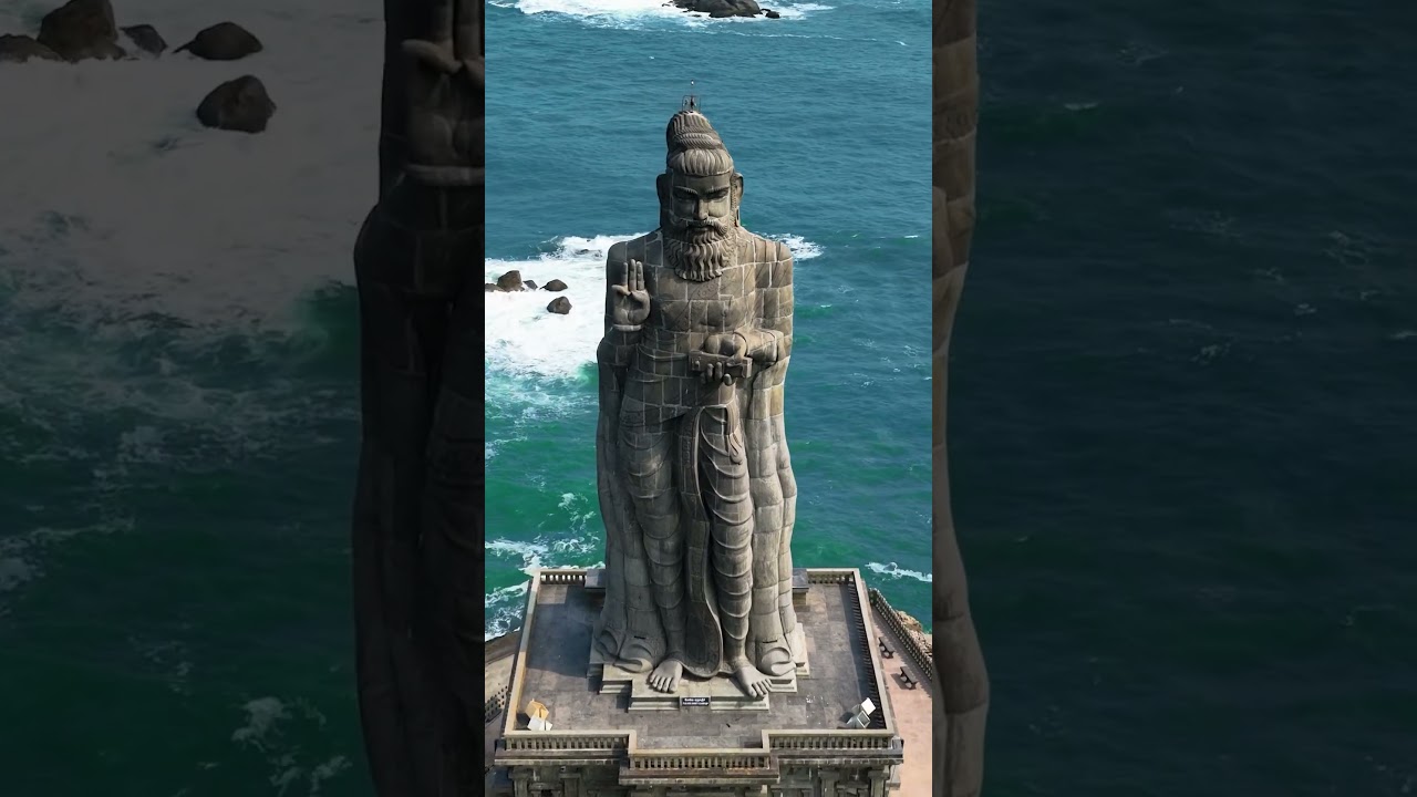 Kanyakumari Thiruvalluvar statue drone view