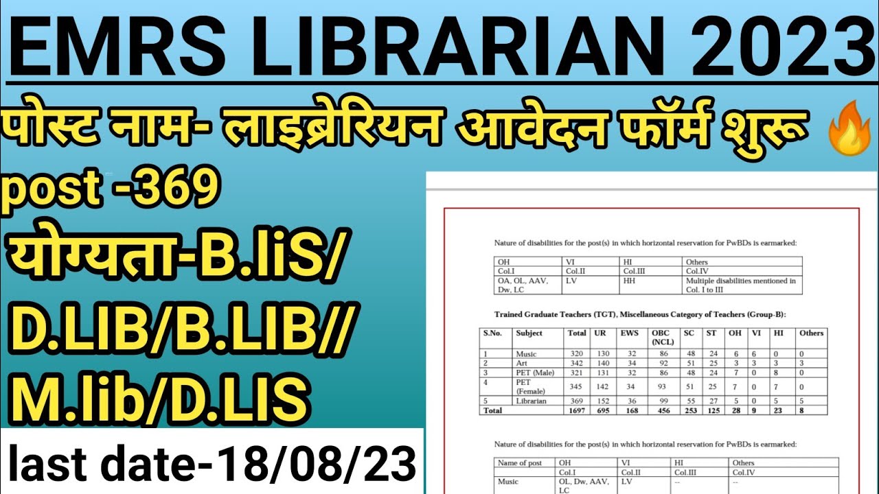 Emrs Librarian Requirement 2023 notification qualification selection emrs-librarian-requirement-2023-notification-qualification-selection