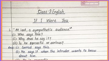 If i were you class 9 question answer || If i were you class 9 english question answer ||