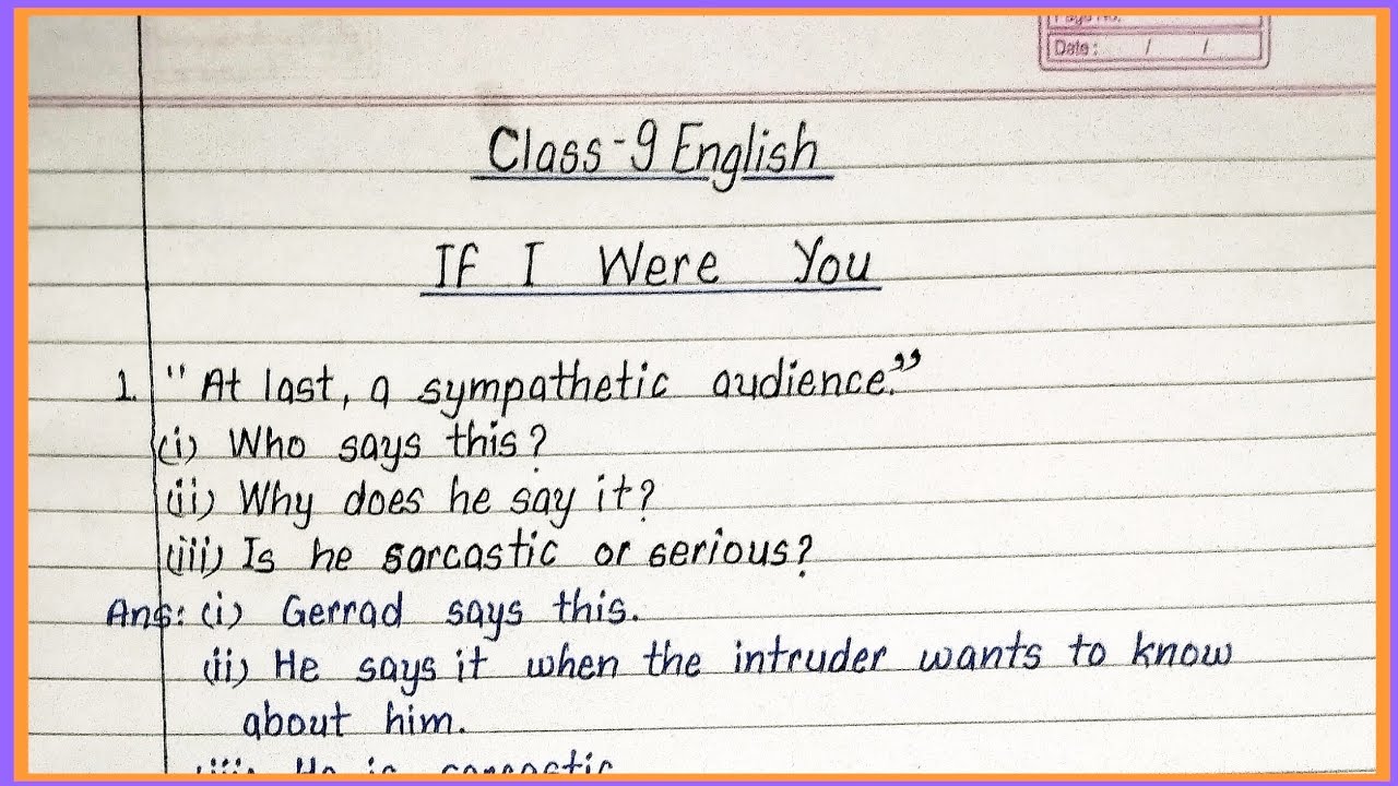 If i were you class 9 question answer || If i were you class 9 english question answer ||