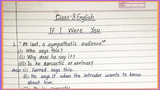 If i were you class 9 question answer || If i were you class 9 english question answer || screenshot 2