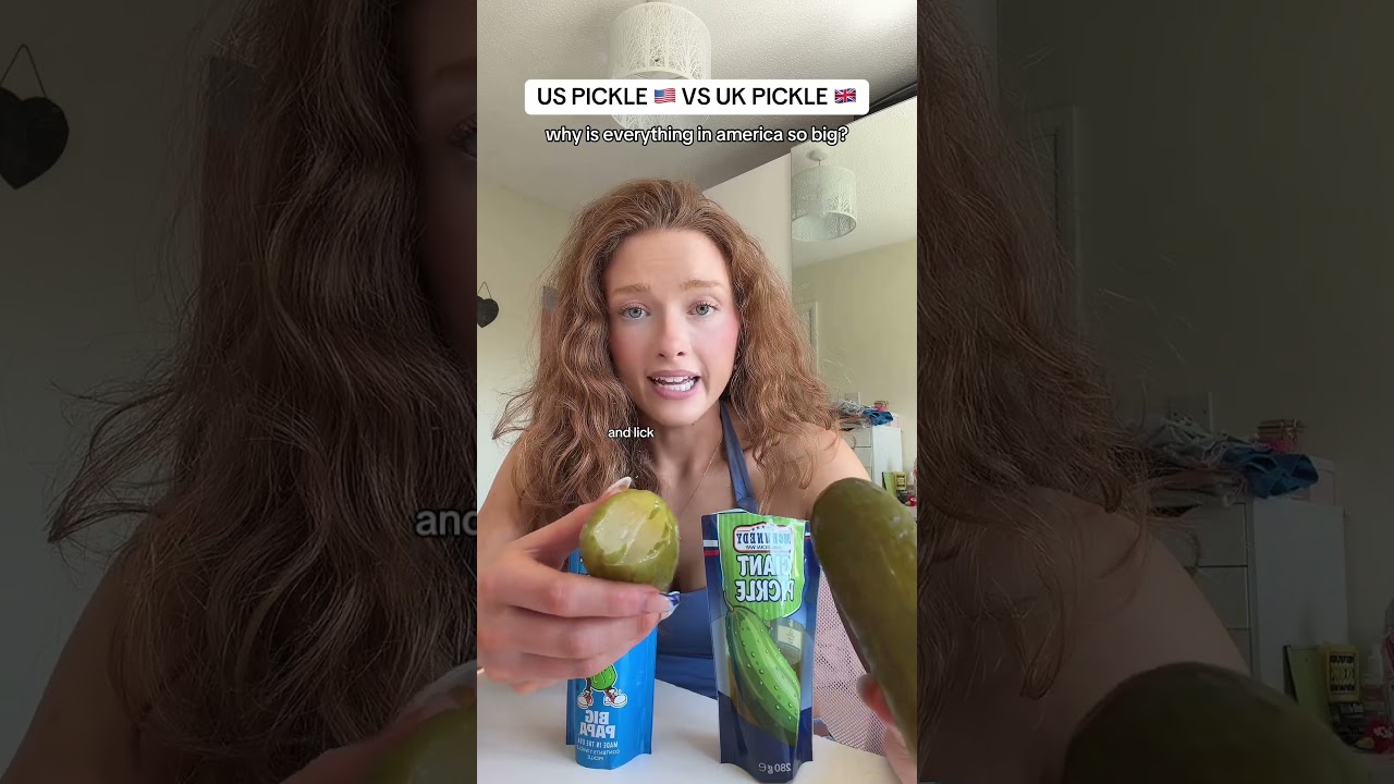 US PICKLE 🇺🇸 VS UK PICKLE 🇬🇧 why is everything in america so big? #fyp #pickles #ukvsusa #usa