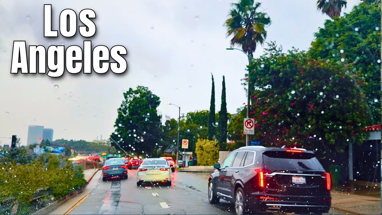 Rainy LA Drive in 4K 60fps | Real Streets, Real Traffic, Pure ASMR