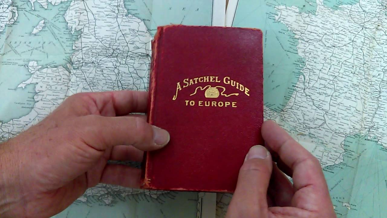 1906 AMERICAN 'SATCHEL' TRAVEL GUIDEBOOK to U.K. & EUROPE with FOLDING RAILWAY MAPS etc.
