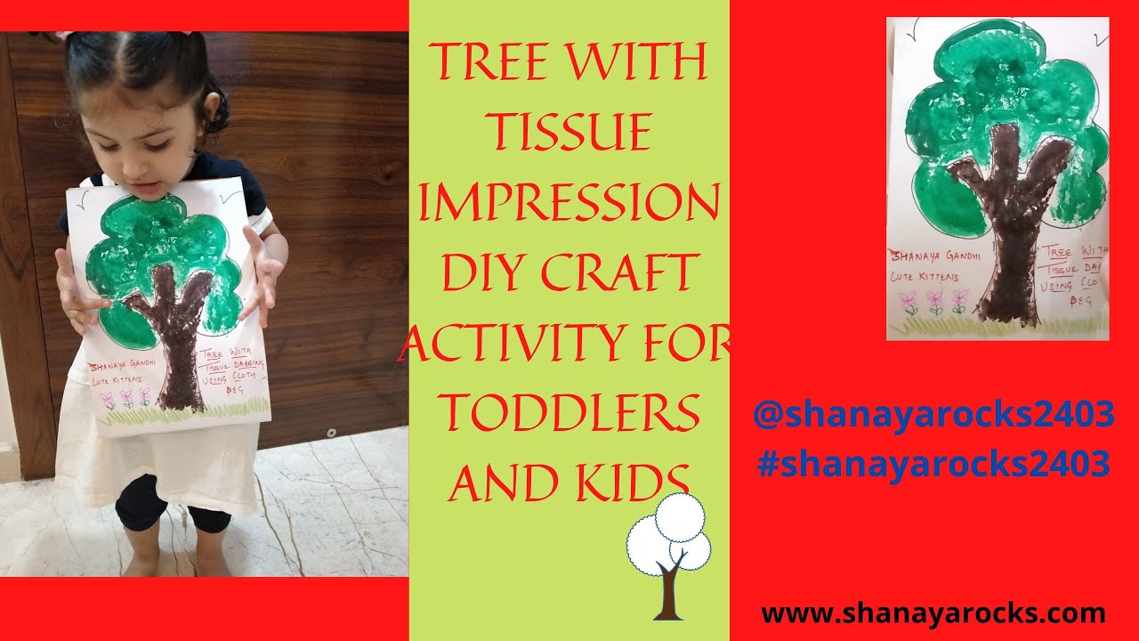 Tree with tissue impression Diy craft activity for toddlers and kids ...