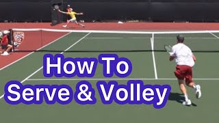 Proper Footwork Needed To Serve & Volley (Pro Tennis Technique)
