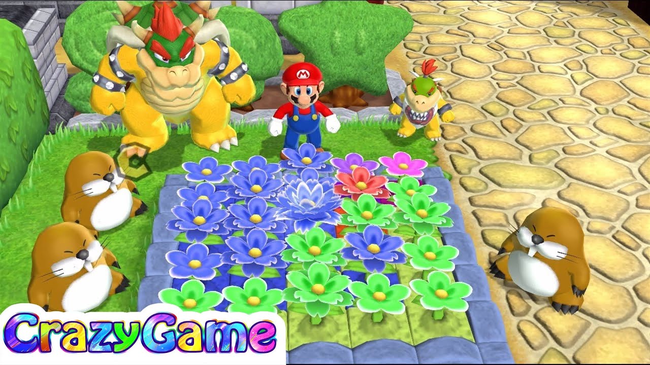 Mario Party 9 Garden Battle #1 Mario vs Bowser vs Jr. Bowser Gameplay (Master CPU)