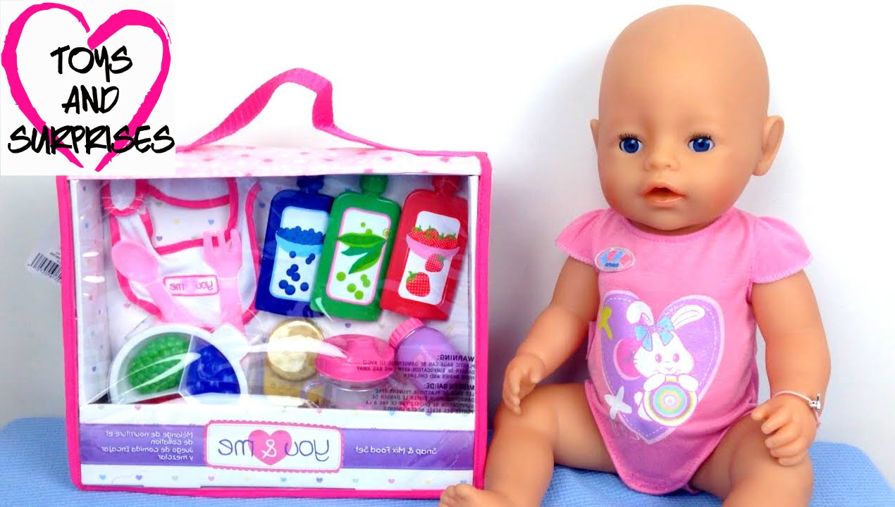 Видео с Куклой Пупсик baby born набор еды игрушки для девочек играем
