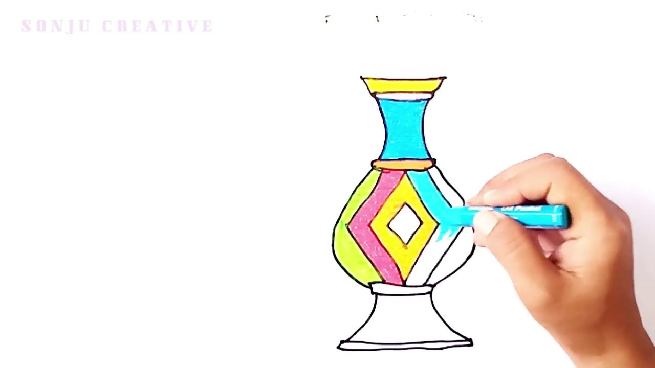 Lukisan Vas bunga motif diamond - YouTube