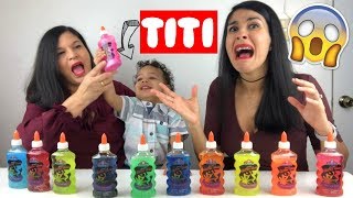 Mi SOBRINO  Escoge los 3 COLORS  of SLIME  Challenge