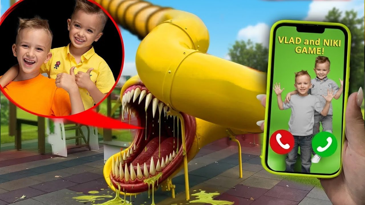 SLIDE EATER eat Vlad and Niki and CALL for HELP at 3AM | SCP Slide Monster RUN!