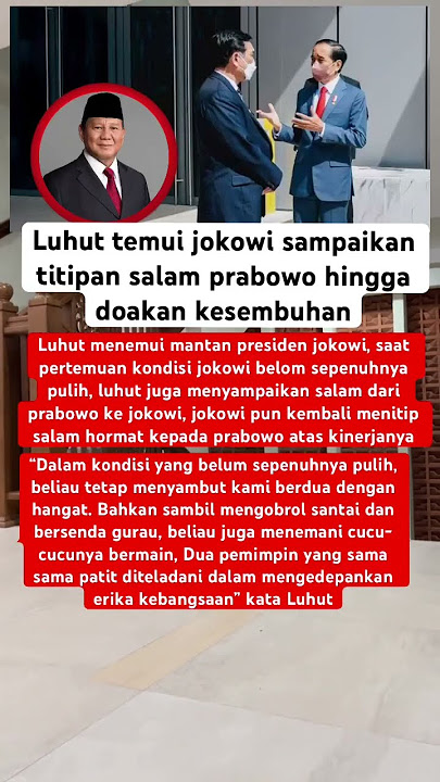 Luhut ketemu jokowi sampaikan titipan salam Presiden Prabowo #shorts #viralvideo #fyp