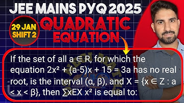 If the set of all a ∈ R, for which the equation 2x² + (a-5)x + 15 = 3a has no real root, is the....